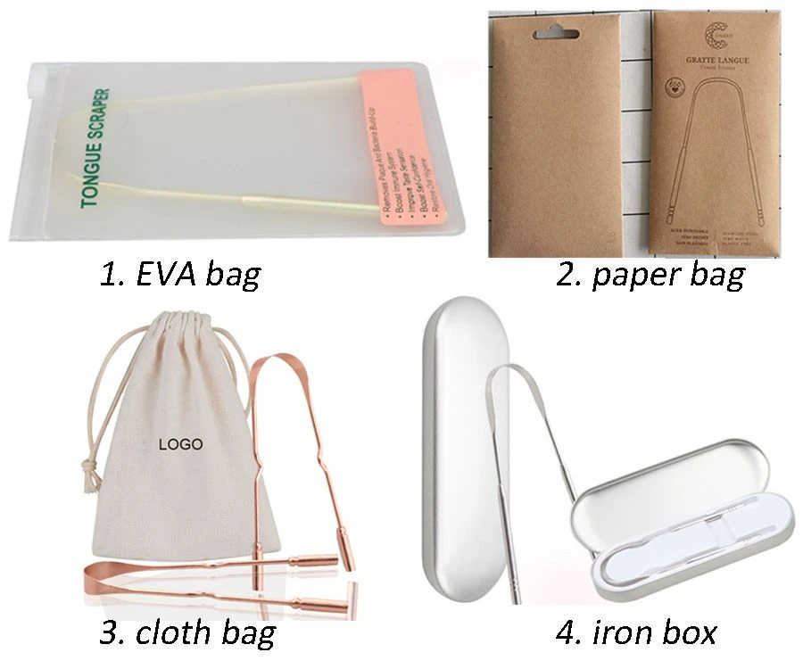 u-shaped stainless steel tongue scraper package