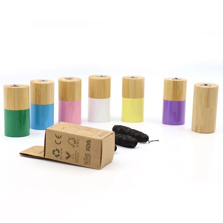 Biodegradable Compostable Eco Friendly Organic 50m Glass Tube Refill Silk Corn Bamboo Charcoal Dental Floss